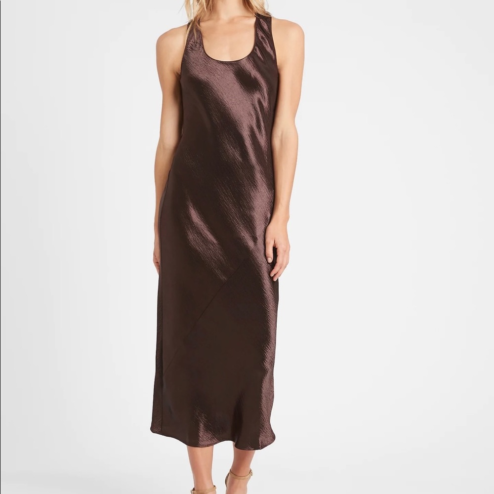 NWT Banana Republic Satin Midi Slip Dress 🤎